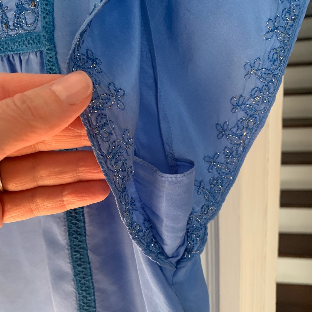 Calypso St. Barth Blue Silk Shift Dress, Sz. Small - Picture 4 of 8